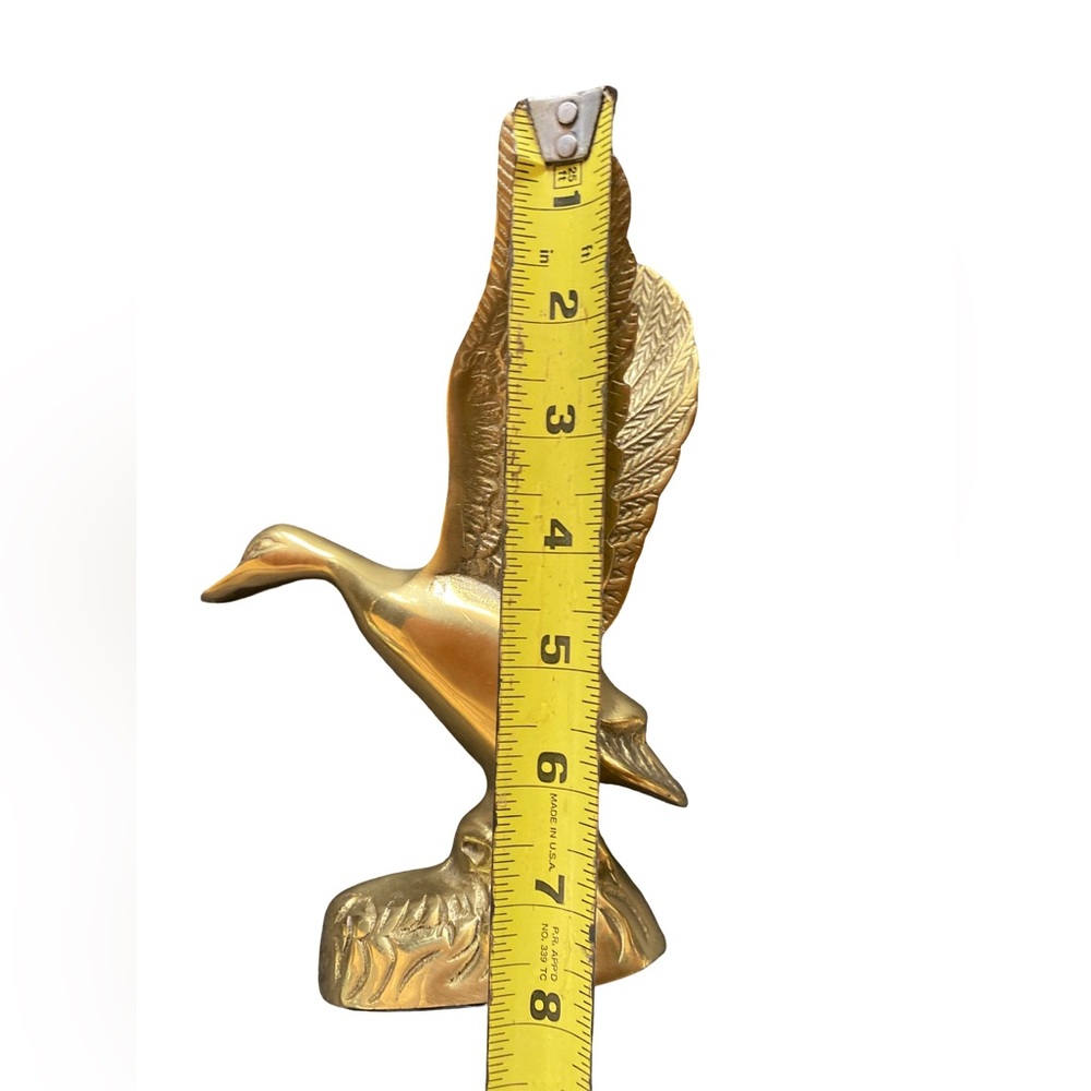 Vintage Solid Brass Flying Duck Figurine Mid Century Modern 8” - Picture 4 of 4